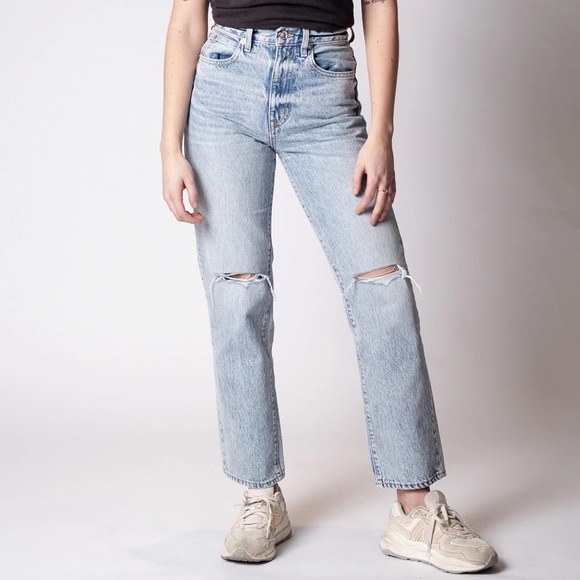 SLVRLAKE London High-Rise Ankle Jeans in Broken Hearts Distressed Knees - Picture 1 of 14